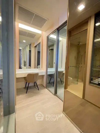 Modern bathroom with sleek design and glass shower enclosure