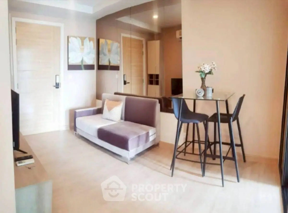 Modern living room with stylish furniture and elegant decor