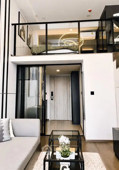 Modern loft apartment with stylish interior and mezzanine bedroom