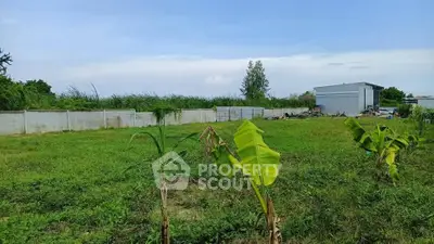 Spacious vacant land with lush greenery and distant building, ideal for development.