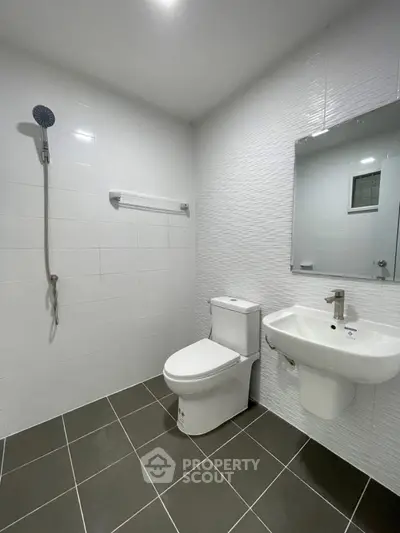Modern bathroom with sleek fixtures and minimalist design