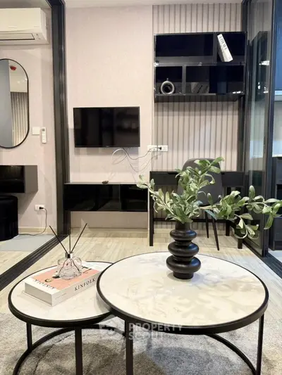 Modern living room with stylish decor and sleek furniture