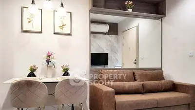 Modern living room with stylish decor and cozy seating area, perfect for relaxation and entertainment.