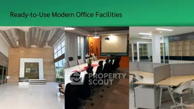 Modern office facilities with conference room and open workspace layout.