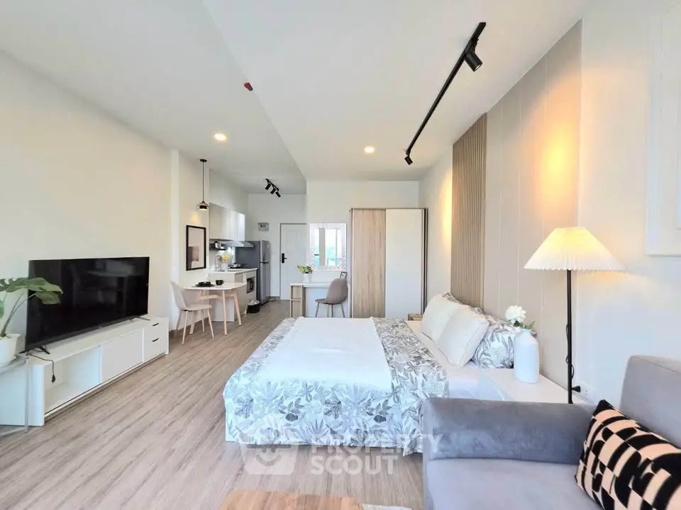 Modern studio apartment with open layout and stylish decor