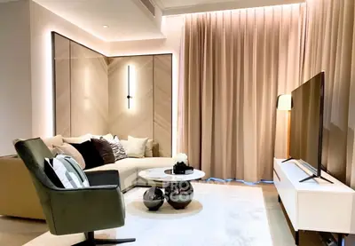 Luxurious modern living room with elegant decor and stylish furniture