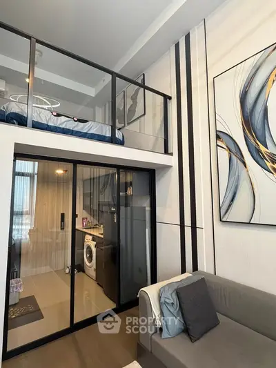 Modern loft apartment with mezzanine bedroom and stylish interior design