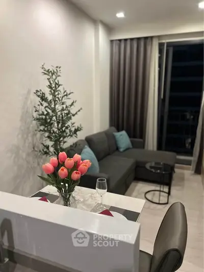 Modern living room with stylish sofa and elegant decor