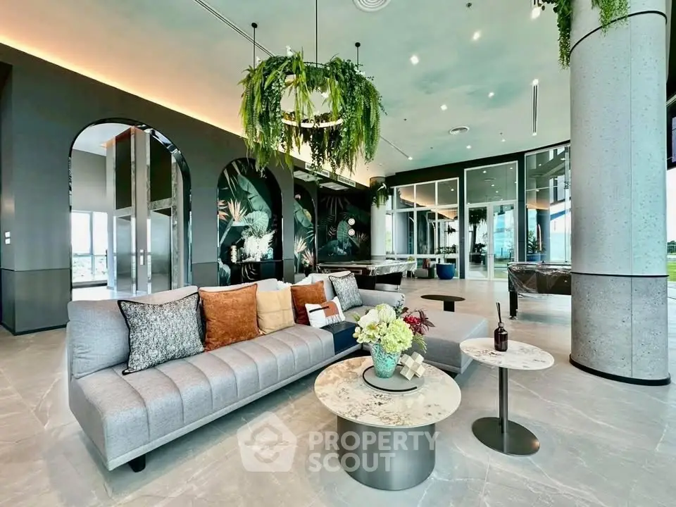 Luxurious modern living room with elegant decor and panoramic views