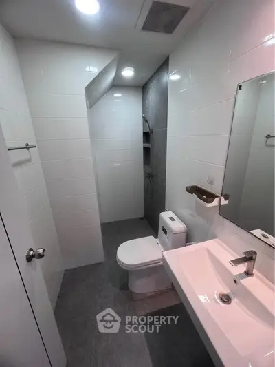 Modern bathroom with sleek fixtures and minimalist design