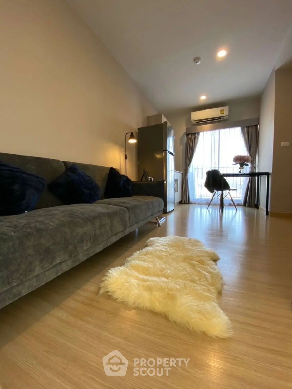 Modern living room with stylish decor and cozy ambiance