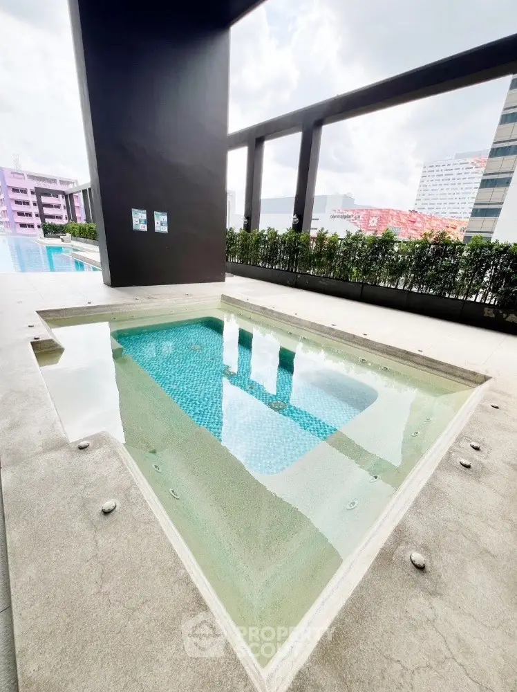 Luxurious rooftop pool with stunning city views and modern design