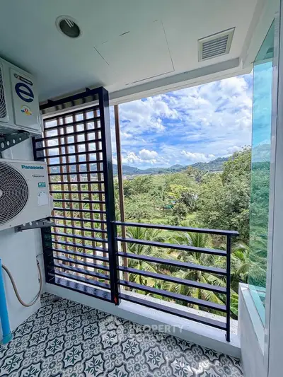 Stunning balcony view with lush greenery and modern design elements.