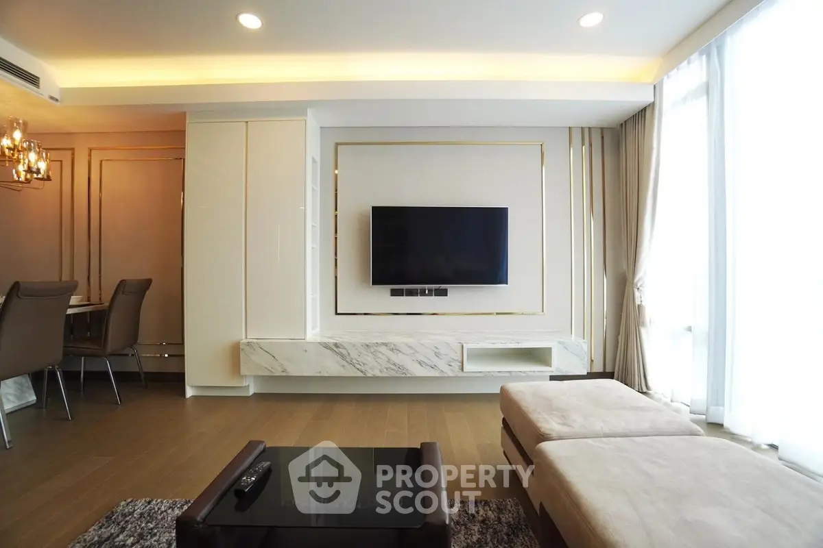 Luxurious modern living room with elegant decor and natural light