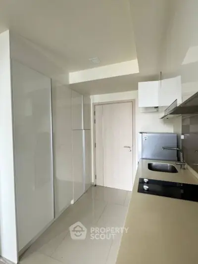Modern kitchen with sleek cabinetry and built-in appliances in a minimalist design