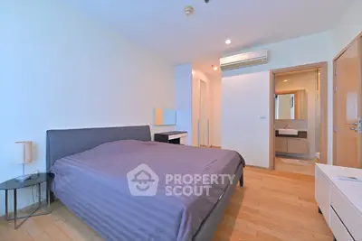 Modern bedroom with ensuite bathroom and minimalist design