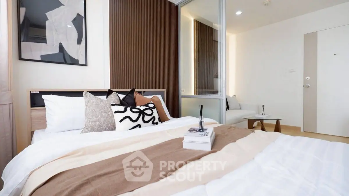 Modern bedroom with stylish decor and cozy ambiance