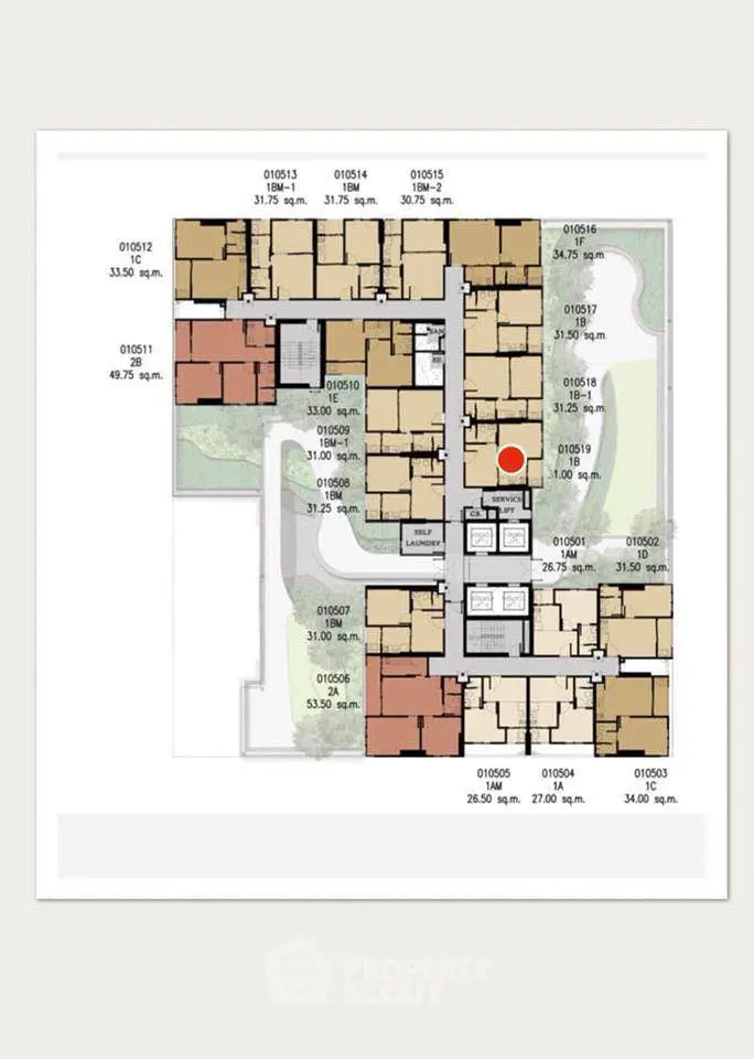 Detailed floor plan showcasing apartment layouts with square footage and room arrangements.