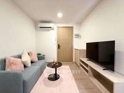 Cozy modern living room with stylish decor and sleek furniture