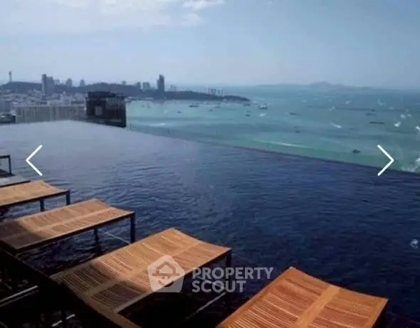 Luxurious rooftop infinity pool with stunning ocean and city skyline views.
