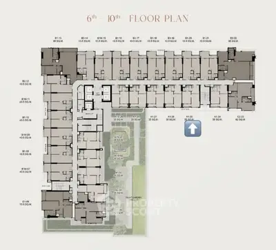 Detailed floor plan of a multi-unit residential building showcasing layout from 6th to 10th floor.