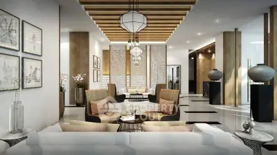 Luxurious modern living room with elegant decor and stylish furniture, perfect for sophisticated urban living.