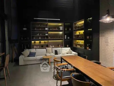 Modern living room with stylish furniture and ambient lighting