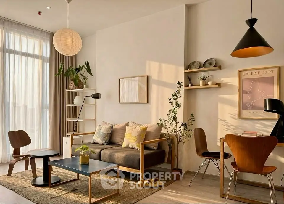 Stylish living room with modern furniture and natural light