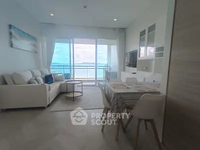 Stunning living room with ocean view and modern decor