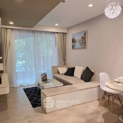 Modern living room with stylish decor and natural light