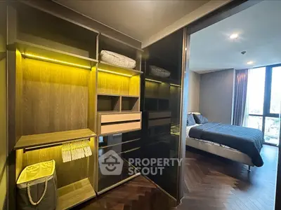 Luxurious bedroom with walk-in closet and modern design