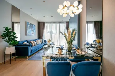 Luxurious modern living room with elegant dining area and stylish decor