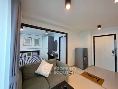 Modern apartment interior with cozy living room and stylish bedroom