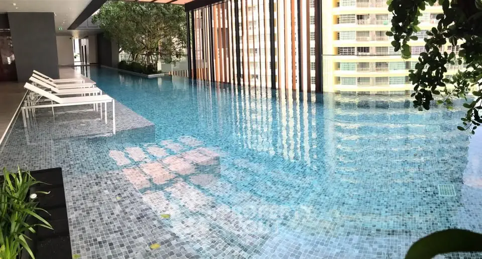 Luxurious rooftop infinity pool with modern design and city views