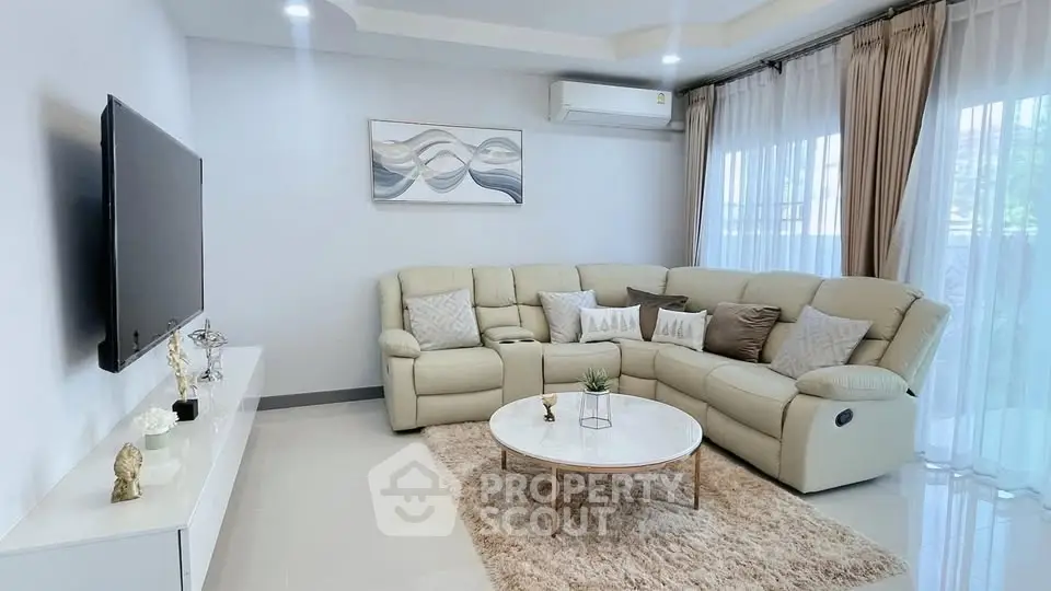 Spacious modern living room with elegant decor and cozy sectional sofa