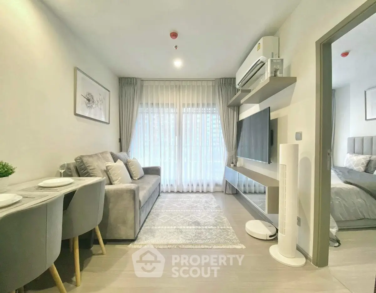 Modern living room with stylish decor and natural light