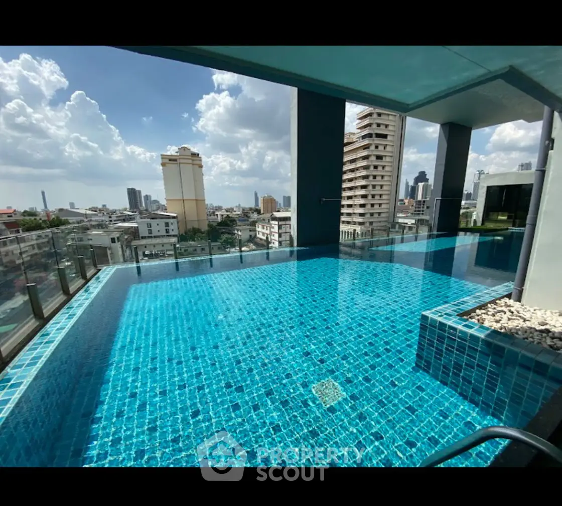 Stunning rooftop pool with panoramic city views and modern design.