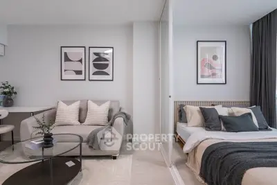 Modern studio apartment with stylish decor and cozy living area