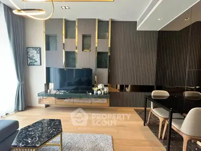 Luxurious modern living room with elegant decor and sleek furniture