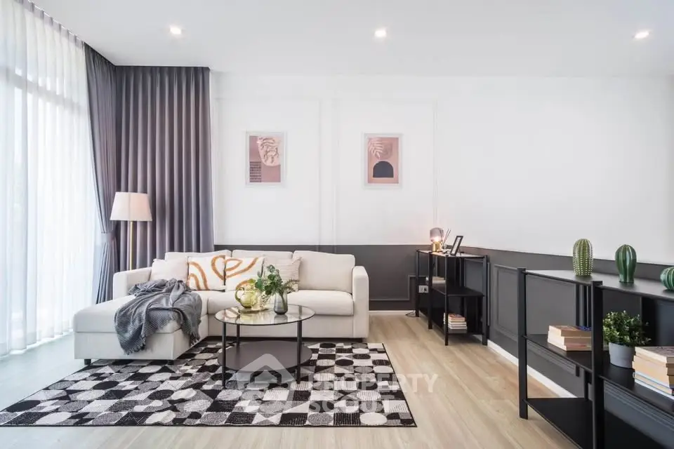 Modern living room with stylish decor and natural light