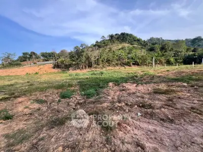 Expansive land plot with lush greenery and scenic hill views, perfect for development.
