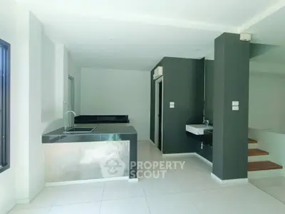 Modern kitchen with sleek design and open layout in a contemporary home.