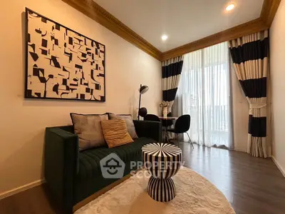 Stylish living room with modern decor and large window