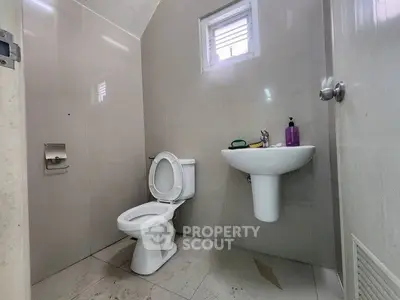 Modern bathroom with sleek fixtures and natural light
