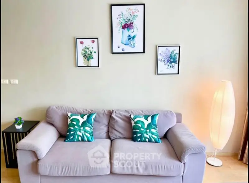 Stylish living room with cozy sofa and elegant decor