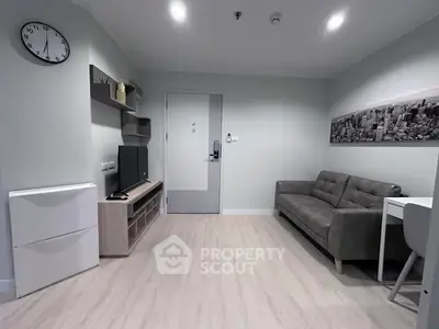 Modern living room with sleek furniture and stylish decor