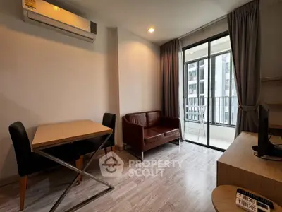 Modern living room with balcony access in a stylish apartment