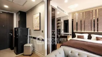 Luxurious modern apartment interior with elegant bedroom and stylish decor