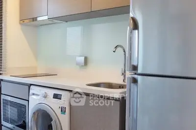 Modern kitchen with sleek appliances and compact design