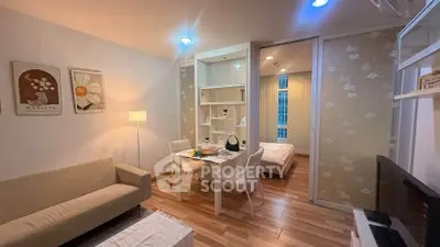 Charming open-layout living room with cozy dining area and stylish decor